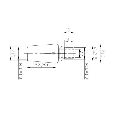 Rotula con tope Alt.3,9xD.1.6cm hembra/macho M10x2 360°-90°, en latón crudo