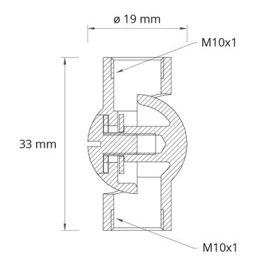 GiroD.1,9-3,8cm femea/femea M10x2, em latão bruto (GIRO SN6*A)