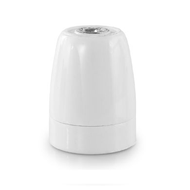 Suporte de lâmpada E27 branco, com acessórios, em porcelana