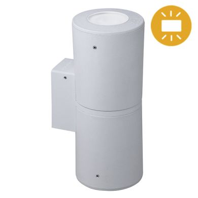 Aplique FRANCA 2xGU10 6W botão CCT (2cores) IP55 C.9,5xL.11xAlt.24cm resina branca