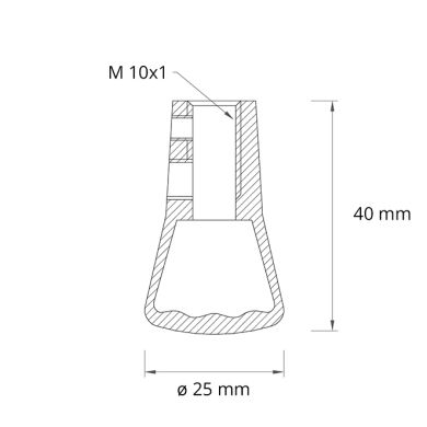 Gancho C.2,4xAlt.4cm M10x1 2 furos laterais 3M/5M, em zamak bruto (CG12 BRUTO)