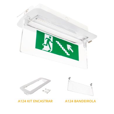 Luz de emergência KALANI mista IP65 1x4,8W LED 230lm 4000K C.27xL.10xAlt.5,4cm branco