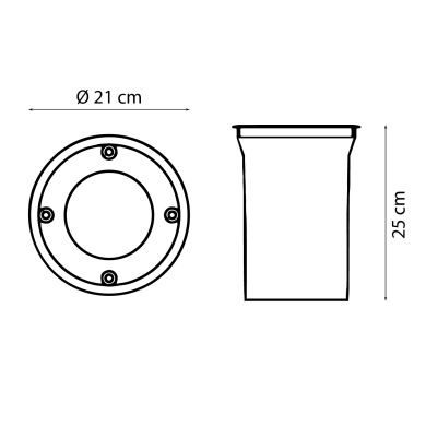 Ground Recessed Lamp BIGORNE round IP65 1xE27 H.0,5xD.21cm Satin Nickel