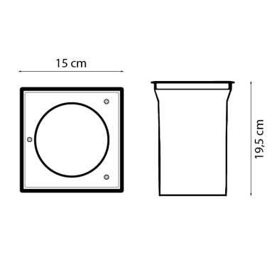 Foco Exterior de Empotrar en el Suelo BIGORNE cuadrado IP65 1xE27 L.15xAn.15xAl.0,5cm Niquel