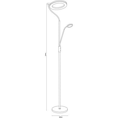 Floor Lamp GENOVA with reading arm 28W+7W LED 3000-6500K H.179xD.25cm gold