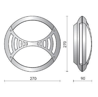 Plafond TWIN IP65 1xE27 Alt.9xD.27cm cinzento