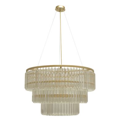 Ceiling Lamp NARVIK 12xG9 H.42xD.82cm with transparent cristals and gold plate