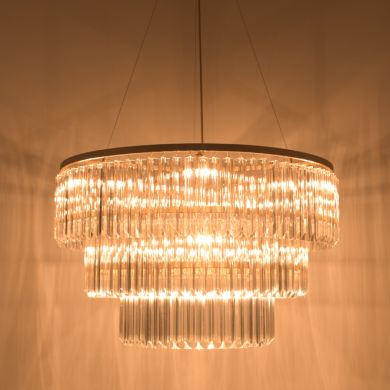 Ceiling Lamp NARVIK 12xG9 H.42xD.82cm with transparent cristals and gold plate