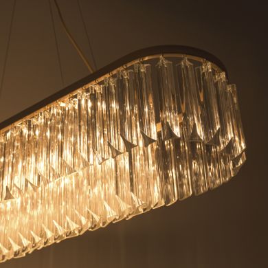 Ceiling Lamp NARVIK 13xG9 L.103xW.23xH.Reg.cm with transparent cristals and gold plate