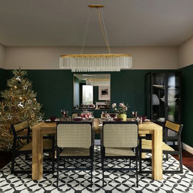 Ceiling Lamp NARVIK 13xG9 L.103xW.23xH.Reg.cm with transparent cristals and gold plate