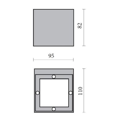 Aplique GINEVRA IP65 1xG9 C.9,5xL.11xAlt.8,2cm alumínio+vidro branco