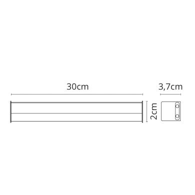 Regleta AXINITE 30cm con interruptor 1x5W LED 450lm 6400K L.30,7xAn.2xAl.3,7cm Blanco