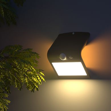 Aplique solar SOLARIS IP65 1,5W 220lm LED 3000K+LED traseiro 3000K C.9,65xL.7,94xAlt.14,49cm preto