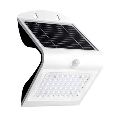 Aplique solar SOLARIS IP65 4W 500lm LED 4000K+LED traseiro 4000K C.14xL.11,48xAlt.21,11cm branco