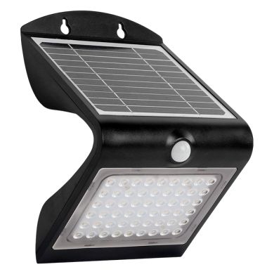 Aplique solar SOLARIS IP65 4W 500lm LED 4000K+LED traseiro 4000K C.14xL.11,48xAlt.21,11cm preto