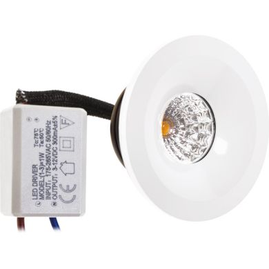 Foco de encastrar CENTIMO redondo fixo 1x1W LED 65lm 2700K Alt.0,3xD.5cm branco