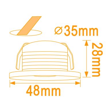 Foco de encastrar CENTIMO redondo fixo 1x1W LED 65lm 2700K Alt.0,3xD.5cm branco
