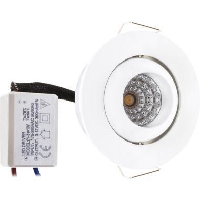 Foco de encastrar CENTAVO redondo 1x1W LED 65lm 4000K Alt.1,5xD.5,2cm branco