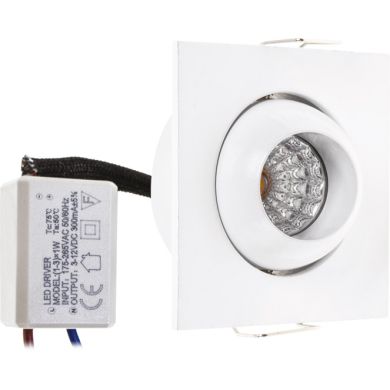 Foco de encastrar CENTAVO quadrado 1x1W LED 65lm 4000K C.5,2xL.5,2xAlt.1,5cm branco