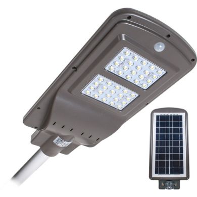 Aplique Solar STREET con sensor IP65 1x40W LED 1100lm 6000K L.23xAn.50xAl.7cm Gris