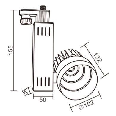 Track Spotlights AZURAS (3 wires) 1x16W LED 1400lm 4000K L.10,5xW.15xH.19,5cm White
