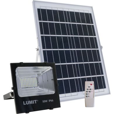 Solar Floodlight JUNOT IP66 1x50W LED 1050lm 6500K L.24xW.8xH.21cm Black (2cx)