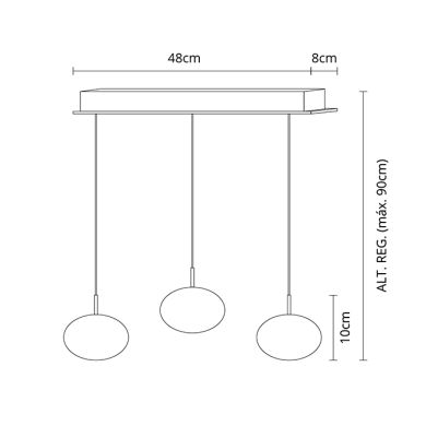 Lámpara de Techo PLANETT 3x8W LED 1800lm 3300K L.48xAn.8xAl.Reg.cm Champanhe