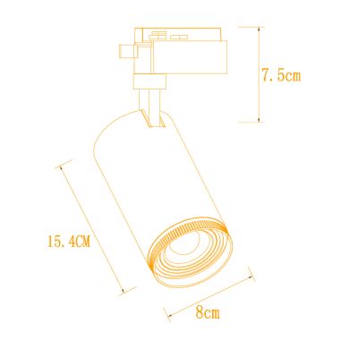 Foco para calha ARGOS (2 condutores) 30W LED CCT C.7,5xL.8xAlt.23cm preto
