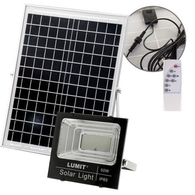 Proyector Solar NAVARRE IP65 1x50W LED 1600lm 6500K L.23,5xAn.7,8xAl.21,3cm Negro