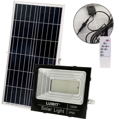 Proyector Solar NAVARRE IP65 1x150W LED 4000lm 6500K L.35,2xAn.9xAl.28,5cm Negro