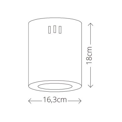 Plafond TUBI 1x20W LED 1600lm 4000K Alt.18xD.16cm alumínio preto