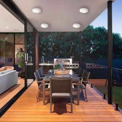 Plafond MEDINA pequeno IP54 1x18W LED 1440lm 4000K Alt.5,5xD.23cm branco