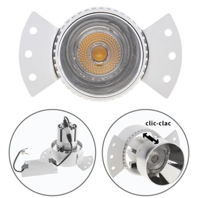 Foco de encastrar HEKA redondo p/gesso cartonado 1x10W LED 2700K C.14,5xL.8xAlt.9,5cm alumínio prata