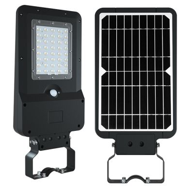 Aplique solar DALTON c/sensor e painel solar IP65 25W LED 3000lm 6000K 90° C.23,19xL.49,25xAlt.5,8cm