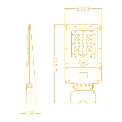 Aplique solar DALTON c/sensor e painel solar IP65 25W LED 3000lm 6000K 90° C.23,19xL.49,25xAlt.5,8cm