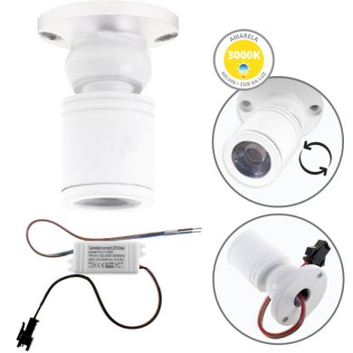 Foco orientável MELVIN redondo 1W LED 70lm 3000K Alt.4xD.3cm branco