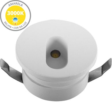 Foco de encastrar DIRAME redondo fixo IP65 1W LED 60lm 3000K Alt.0,4xD.4,5 branco