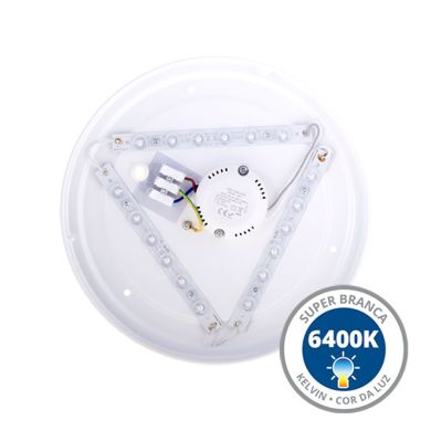 Plafond DRIFT 12W LED 960lm 6400K Alt.6xD.25cm branco