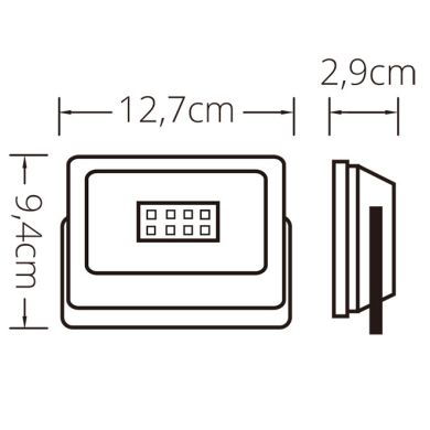 Projector TUMUT IP65 20W LED 1700lm 6400K C.12,7xL.2,9xAlt.9,4cm Branco