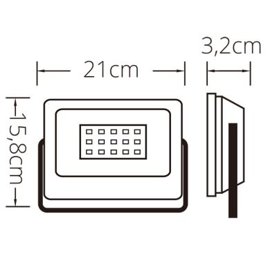 Proyector TUMUT IP65 50W LED 4250lm 6400K C.21xL.3,2xA.15,8cm Blanco