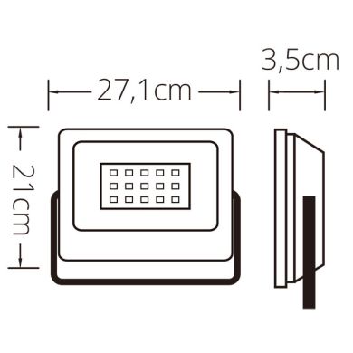 Proyector TUMUT IP65 100W LED 6000lm 6400K 120°C.27,1xL.3,5xA.21,0cm Negro