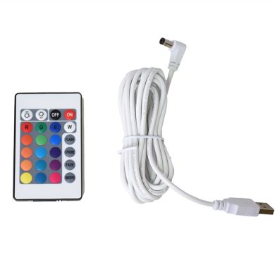 Candeeiro de pé BIANA portátil IP44 1x1W LED RGB Alt.30xD.16cm branco, com cabo USB e comando