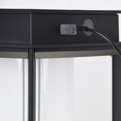 Table Lamp KAYLA with USB cable and charger IP54 1x2W LED 200lm L.16xW.16xH.47cm Black w/solar panel