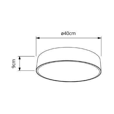 Plafond de superfície BILAC redondo 38W LED CCT 3000/4200/6000K Alt.9xD.40cm branco