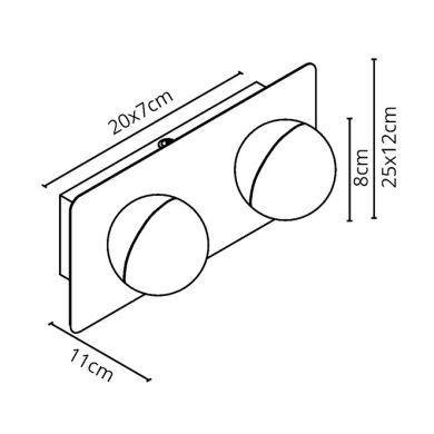 Aplique SIRLA 2x5W LED 1100lm 4000K IP44 L.10xAn.5xAl.10cm cromo