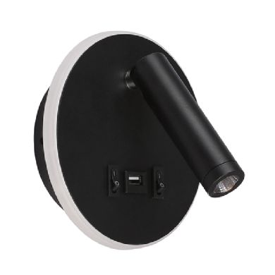 Aplique MATSYS 11W LED 657lm 3000K, porta USB C.9xL.4xAlt.120cm preto