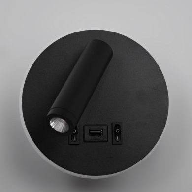 Aplique MATSYS 11W LED 657lm 3000K, porta USB C.9xL.4xAlt.120cm preto