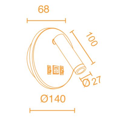 Aplique MATSYS 11W LED 657lm 3000K, portas USB e USB-C C.9xL.4xAlt.120cm branco