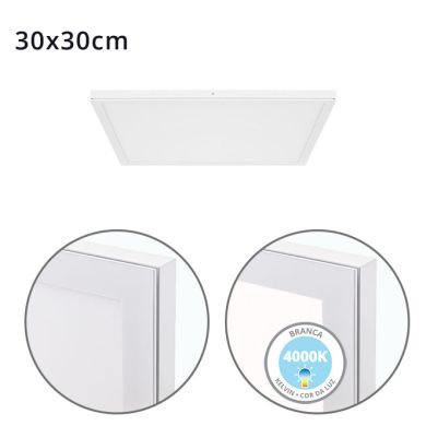 Painel de superfície VOLTAIRE 30x30 24W LED 1920lm 4000K 120° C.30xL.30xAlt.2,3cm branco