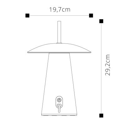 Candeeiro de mesa KABUTE IP54 1x2W LED 263lm 3000K Alt.29,2xD.19,7cm Branco, c/carregador e cabo USB
